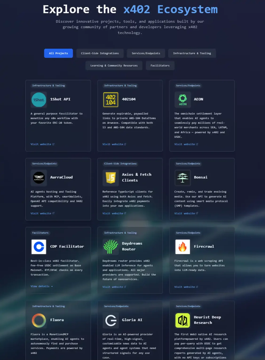 x402 ecosystem on official website