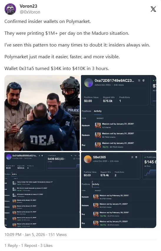 Polymarket 馬杜羅市場